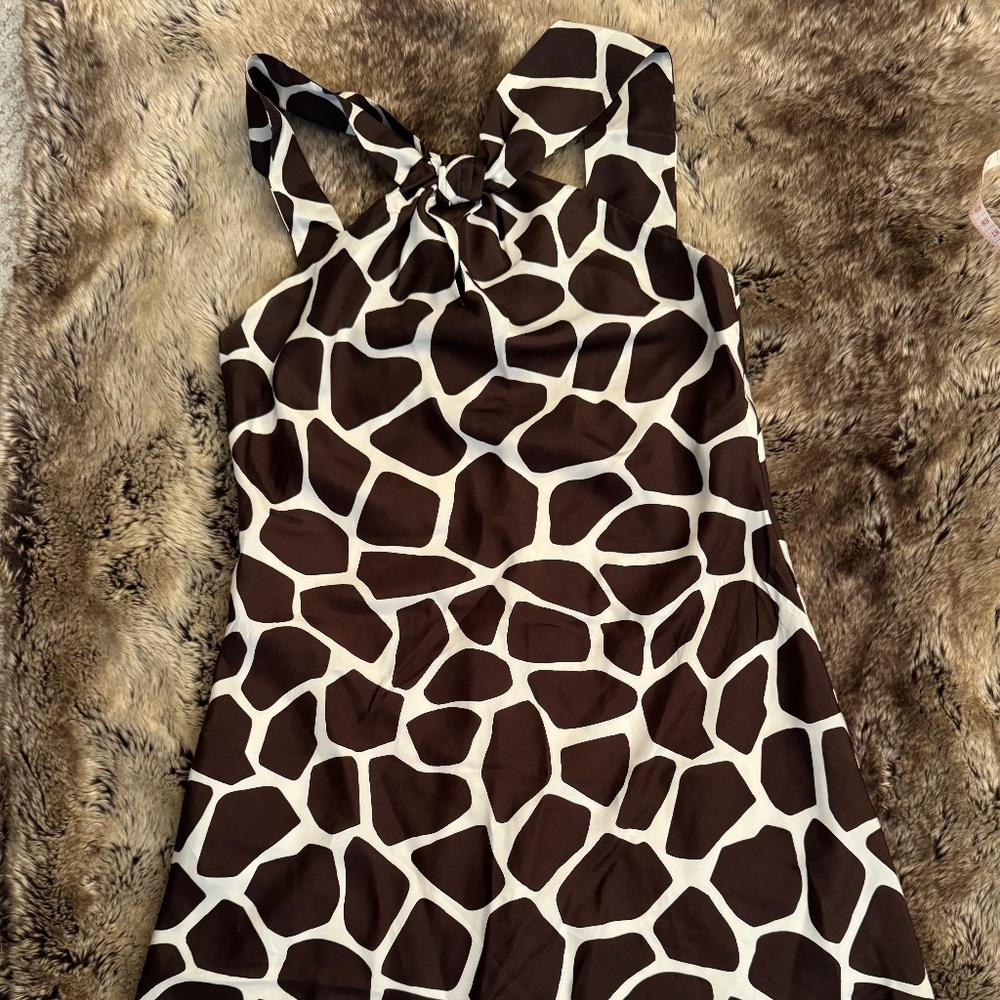 Banana Republic 100% Silk Giraffe Print Dress OP Petite